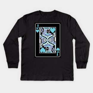 Jack of Hearts Pixel Art Bright Negative Mode Kids Long Sleeve T-Shirt